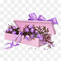 紫色鲜花花束礼盒装饰图案