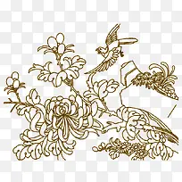 刺绣菊花纹理装饰图案