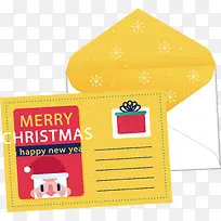 可爱黄色圣诞明信片