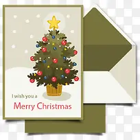 圣诞节绿色信封贺卡