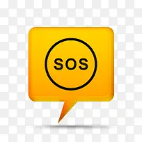 黄色的评论泡沫标志SOS盘旋S