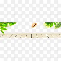 底板草帽叶子banner素材