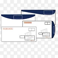 矢量蓝色商务空白信封