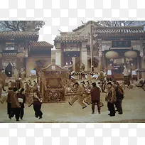 手绘老北京胡同巷子