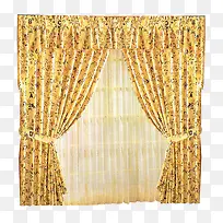 黄色碎花窗帘