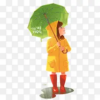 卡通女孩撑伞