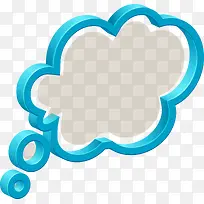 蓝色3D立体云朵对话框