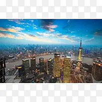 上海蓝天白云全景图