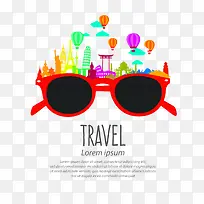 遮阳镜与旅游景区度假海报