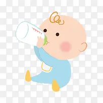 可爱的卡通宝宝吃奶瓶