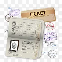 护照机票矢量素材