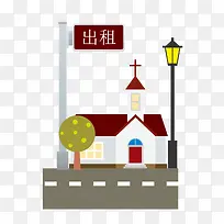 矢量棕色房屋中介