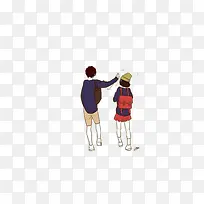 插画两人同行