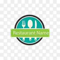 绿色餐馆餐具标签