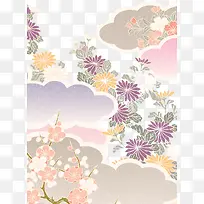 暖色日式花纹