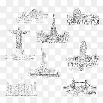 8款手绘世界著名建筑矢量图下载