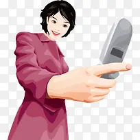矢量手绘自拍