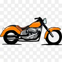 卡通橘黄色摩托车