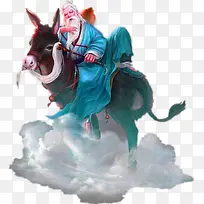 蓝色中国风张果老装饰图案