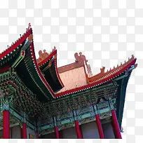 中国风古建筑红屋顶
