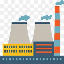 扁平化矢量工厂碳排放素材图