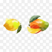 柠檬芒果手绘水彩水果