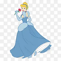 穿蓝色裙子的公主矢量