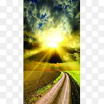 阳光直透的云层海报背景七夕情人节