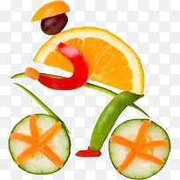 水果拼图小人骑车