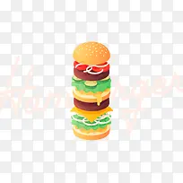 汉堡包食物插画素材