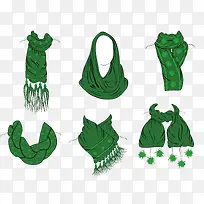 多款式清新绿色女士围巾合集