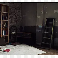 破旧的墙壁书房屋子