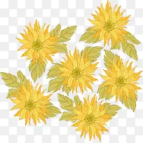 黄色花朵背景图案矢量