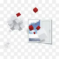 唯美精美数码科技设计立体方块窗