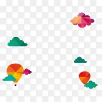 炫酷云彩、热气球矢量图