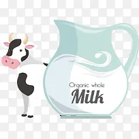 矢量牛奶和奶牛