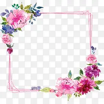 手绘风水彩浪漫花丛