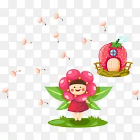 卡通花朵小女孩