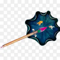 卡通手绘画画工具创意墨盘