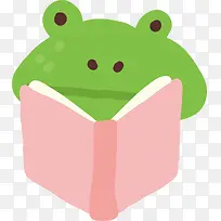 可爱青蛙粉色书籍