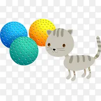 矢量小猫与玩具球