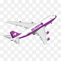 矢量紫色飞机空运