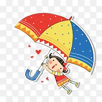打伞的小孩