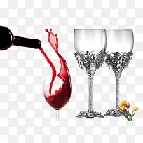 花纹雕饰玻璃葡萄酒酒杯