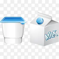 矢量手绘酸奶和牛奶