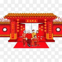 中国风新年元素建筑