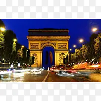 华丽的巴黎凯旋门夜景