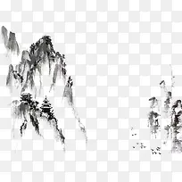 黑白中国风山峰