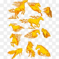 金色骏马车贴矢量图