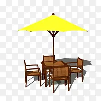 黄色大棚和桌椅免扣素材